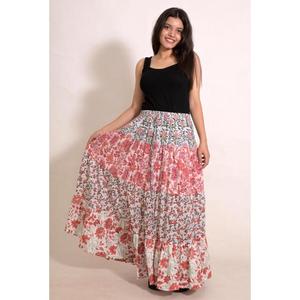 Cotton Patchwork Printed Flared Maxi <b>Skirt</b> Handmade Indian Boho <b>Long</b> <b>Skirt</b> Casual <b>Summer</b> Clothing - Product Image 2