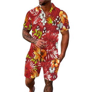 Wholesale Breathable Men's Two-Piece Shirt And Shorts Suit Customized Polyester Custom 2 Piece Shirt And Shorts Men Set - Product Image 1