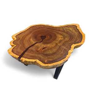 Modern Design Solid Epoxy <b>Log</b> Wood Center Table Live Edge Irregular Shape Black Metal Leg Eco-Friendly Waterproof Handmade - Product Image 3