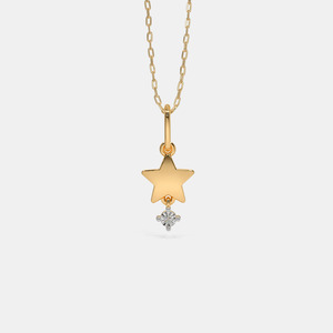 Yellow Gold Double Star Lab Grown Diamond Drop Pendant Necklace - Product Image 1