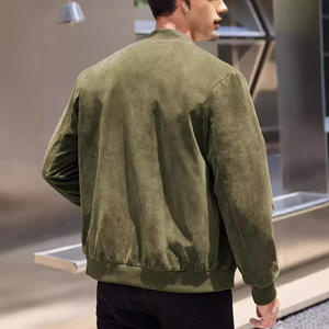 Autumn Suede Solid Color <b>Men's</b> Stand Collar Zipper Jacket Casual Retro Long-Sleeved Raised Rubber Print <b>Cardigan</b> for <b>Men</b> - Product Image 6