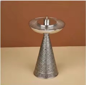 Ensemble de brûleur à bakhoor et plateau porte-encens en pierre de grès terracotta durable avec base et dessus argenté, pièce d'appoint pour charbon de bois, pour la relaxation spa - Product Image 3