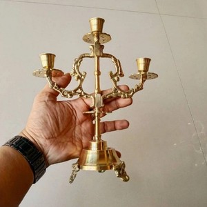 Candelabro de Latón de Tres Brazos, Portavelas Hecho a Mano, Ecológico, Resistente al Calor, Duradero, Decoración Metálica para el Hogar - Product Image 4