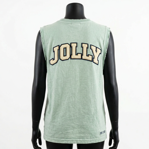 Camiseta sin mangas para mujer, algodón jersey premium, verde claro, tacto suave, impresión de logotipo personalizado, camisetas de algodón sin mangas para mujer - Product Image 2