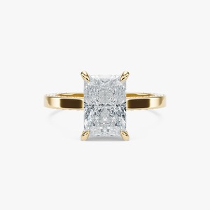 Anillo de Compromiso de Oro Amarillo Sólido de 14K con Diamante Cultivado en Laboratorio de Corte Radiante de 3CT, Anillo de Compromiso con Pavé - Product Image 2