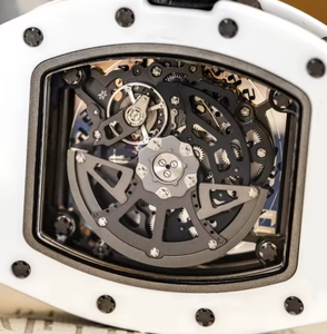 Montre mécanique de luxe RM AMG Factory avec cadran blanc luxueux, bracelet en caoutchouc, mouvement à remontage automatique, design squelette avec fond transparent - Product Image 4