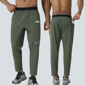 Pantalon de jogging pour homme bleu marine à séchage rapide avec taille élastique et poches latérales, léger, décontracté, pour le sport, à porter en été - Product Image 2