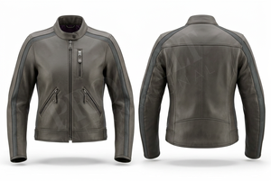 แจ็คเก็ตมอเตอร์ไซค์หนังแท้ดีไซน์ล่าสุด ลายเส้นสีเงิน ซิปปิด ดีไซน์ทันสมัย ขายส่งเสื้อแจ็คเก็ตนักขี่มอเตอร์ไซค์ - Product Image 6