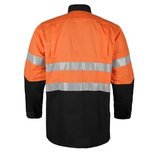 เสื้อทำงานผู้ชายแบบมองเห็นได้ชัดเจน แขนยาว ผ้าฝ้าย สะท้อนแสง สีส้ม-ดำ - Product Image 2