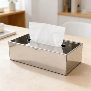 Caja de pañuelos metálica de primera calidad con un aspecto elegante para las necesidades de decoración moderna del hogar y la oficina. - Product Image 2