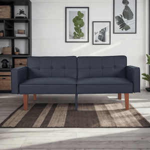 Divano Reclinabile Moderno in Stile Mid-Century in Pelle PU con Gambe Regolabili in Legno e Metallo e Schienale Trapuntato - Product Image 6