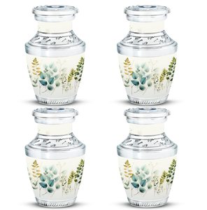 Urne funéraire polyvalente en aluminium de fabricant fiable, urne commémorative pour cendres, vase souvenir, urne souvenir motif floral oiseau bleu argenté - Product Image 2