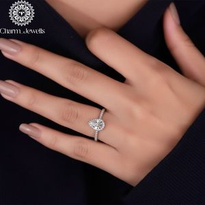 Charm Jewells Cushion Cut Moissanite IGI Certified Engagement <b>Ring</b> 18K <b>Silver</b> Plated Prong Setting Women's Classic Wedding Band - Product Image 5