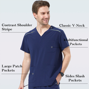 Ensembles de blouses médicales en jersey de coton à col en V TANAZAINRA pour usage hospitalier - Uniformes infirmiers unisexes confortables et durables - Product Image 3