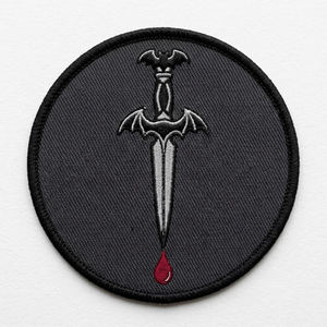 Parche Termoadhesivo Bordado de Calice Dorado con Murciélago Vampiro y Gótica Copa de Sangre, Insignia Redonda para Chaquetas y Bolsos, Venta al por Mayor, Lote Personalizado - Product Image 3