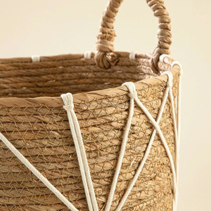 Wholesale Water Hyacinth Storage <b>Basket</b> with Handle Straw <b>Basket</b> for Laundry Hamper Plant Pot Hyacinth Organization - Product Image 5