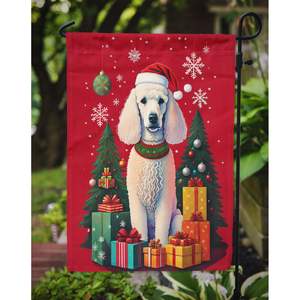 Caniche multicolore Drapeau de jardin de Noël Drapeau décoratif de jardin Bannière pour patio Oeuvre d'art pour parterres de fleurs de cour - Product Image 3