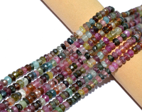 Perles facettées rondes en tourmaline disco AAA, 4 mm, 14 pouces, pierres précieuses naturelles pour la fabrication de bijoux, prix de gros