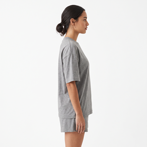 Ensemble t-shirt et short en coton surdimensionné pour femme, léger, tendance, avec logo personnalisé - Product Image 2