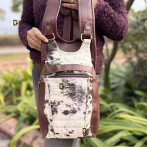 Sac à dos unique en cuir de vachette véritable style western, sacs de voyage unisexes multi-usages, vente en gros - Product Image 1