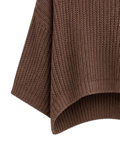 Pull court tricoté marron pour femme, coupe ample, manches courtes, léger et respirant, idéal pour l'été, style décontracté et tendance - Product Image 5