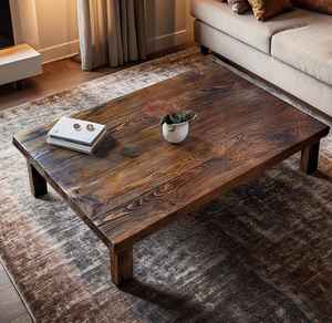 Mesa de Centro de Madera Más Vendida, Construcción de Madera Sólida con Estructura de Perfil Bajo y Diseño Elegante para Sala de Estar - Product Image 1