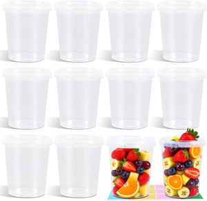 Contenants alimentaires en plastique PP de 32 oz pour soupes et plats à emporter, avec couvercles hermétiques, transparents, jetables, design moderne, pour fêtes - Product Image 2