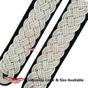 KEW German Luxury Epaulettes Silver <b>Braided</b> Black Back Eco-Friendly Customizable Durable <b>Accessory</b> - Product Image 2
