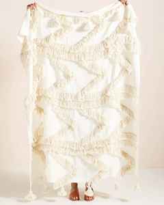 Manta de Algodón 100% con Borlas, Hecha a Mano, Estilo Boho, Decorativa para Sofá - Product Image 1