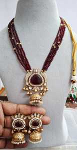 Collier Mala de qualité supérieure avec de magnifiques Jhumkas, ensemble de colliers traditionnels indiens, parfait pour les mariages, les occasions festives - Product Image 2