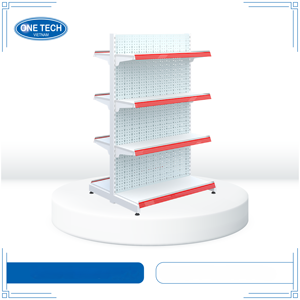 OneTech Black Anti-Rust Versatile Double-Sided Gondola Perforated 4-<b>Shelf</b> 50-80kg Capacity Retail Display <b>Racks</b> Vietnam - Product Image 2