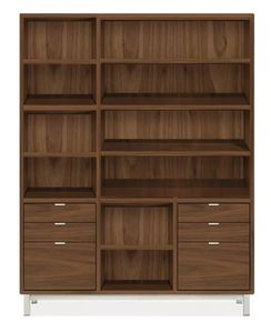 Natural Honey Teak Wood Bookcase Large Multi Tier Office Storage <b>Shelf</b> with Drawers - Product Image 1