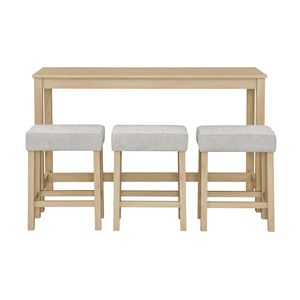 Tavolo Bar con Presa di Corrente da 59 Pollici e 3 Sgabelli Imbottiti, Set di Arredamento per Soggiorno in 4 Pezzi, Combinazione Tavolo e Sedie da Pranzo - Product Image 3
