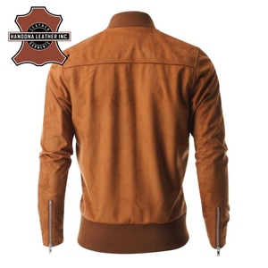 Chaqueta de cuero de cabra para hombre, transpirable, de alta calidad, con cremallera frontal, doble bolsillo, estilo motero, para hombre y mujer - Product Image 5