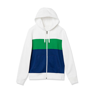 Sudadera con Capucha Unisex con Bloques de Color y Cierre de Cremallera, Blanca, Verde y Azul, con Bolsillos, Estilo Casual, Corte Regular, Tejido FRENCH TERRY para Otoño - Product Image 1