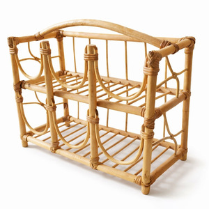 Rattan wine cabinet for <b>table</b> & corner hand-crafted rack stand for beer soft drink bottles - Product Image 4