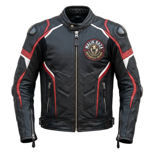 Veste en cuir de moto faite à la main, taille personnalisée, sur mesure, en cuir de vache véritable - Product Image 2