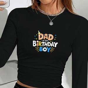 Chemise à manches longues en tricot imprimé Y2K pour femme - Design Birthday Boy - Product Image 3