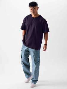 Camiseta de Hombre Color Morado Oscuro, Cuello Redondo, Manga Corta, Holgada, Transpirable, Informal, para Verano - Product Image 5