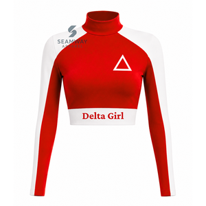 Delta | Sigma | Theta Women's Color Block Workout Set <b>Turtleneck</b> <b>Crop</b> <b>Top</b> Loose Fit Drawstring Pants Sorority Sports Tracksuit - Product Image 2
