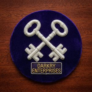 Custom <b>Silver</b> Bullion Wire Crossed Keys Masonic Treasurer Badge Purple Velvet Regalia Patch Hand Embroidered <b>Crest</b> Manufacturer - Product Image 1