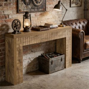 Tavolino stretto da divano con design superficiale unico, consolle decorativa lunga - Product Image 4