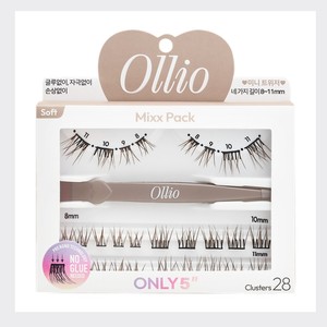 Cils en bande Ollio Korean K-Beauty sans colle, multipack, brun doux, fabriqué en Corée, pack mixte 5 types - Product Image 6