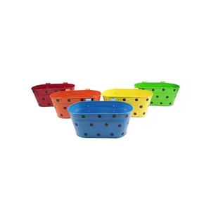 Juego de 5 Macetas de Metal Coloridas con Diseño de Puntos para Uso en Interiores y Exteriores, Macetas Modernas con Orificios de Drenaje - Product Image 1