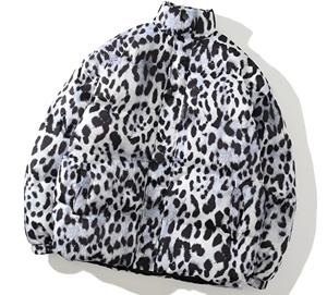 Chaqueta Acolchada Estampada con Parches para Hombre, Cuello Alto, Cortavientos, Abrigo de Invierno, Corte Regular, Cierre de Botones, Relleno Grueso de Poliéster - Product Image 5