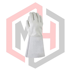 Gants de protection pour soudeur TIG en cuir de chèvre pleine fleur, 11 oz, épais, anti-vibration, avec manchette de sécurité pour la couture - Product Image 2