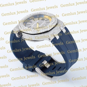Nuevas llegadas Pass Diamond Tester Movimiento automático Fecha automática D VVS Iced Out Moissanite Diamond Blue Correa de goma Reloj para hombres - Product Image 2