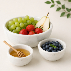 Ensemble de bols en marbre blanc naturel de luxe, décoratifs, pour fruits, vaisselle minimaliste pour la maison et l'hôtel - Product Image 2