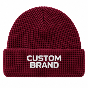 <b>Knitted</b> Custom Logo Waffle Knit <b>Beanie</b> Hats Wholesale Winter Cuffed Caps Unisex Ribbed Knit Hats Custom Brand <b>Beanies</b> - Product Image 2
