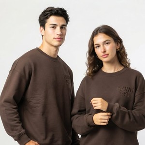 Sudadera de Lujo para Mujer, Oversize, Gruesa, de Color Liso, Cuello Redondo, Hombros Caídos, con Logotipo Personalizado, Tejida, Unisex, Ajuste Regular, para Otoño - Product Image 3